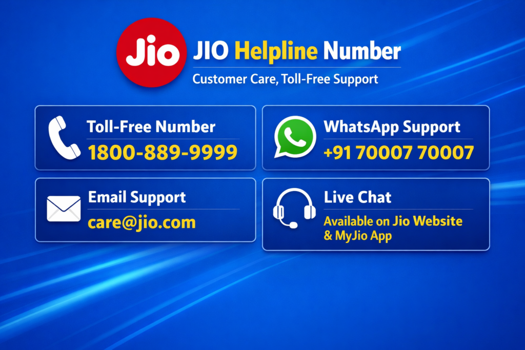 JIO Helpline Number – Toll-Free Customer Care, Complaint & Support Numbers