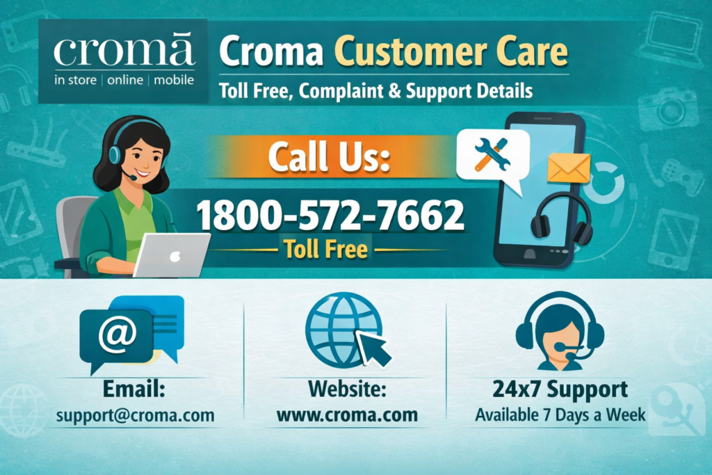 Croma Customer Care Number 1800-572-7662 – Toll Free, Complaint & Support Details